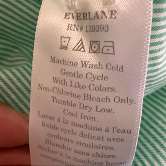 NWT Everlane Cotton Relaxed Striped Button Down Shirt Mint Size 4 - Picture 3 of 5